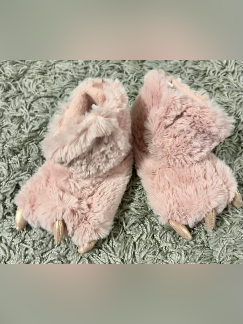 Carter's Pink Plush Claw Slippers for Kids